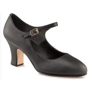 Capezio 653 Womens Size 9 Manhattan Character Black Leather Dance Shoes‎ Heels